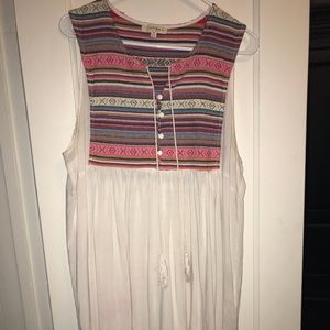 Boho white dress with tassels